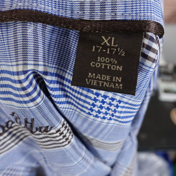 TASSO ELBA LONG SLEEVE BLUE CHECK BUTTON DOWN SHIRT MENS SIZE XL - Picture 7 of 7